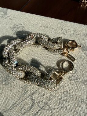 Crystal Pavé Gold Chain Link Bracelet - Baublebar